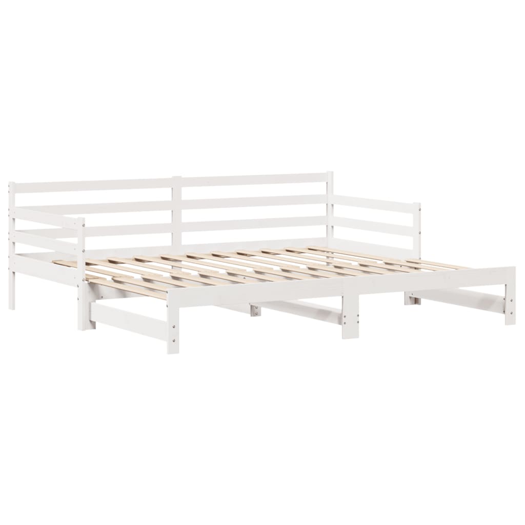 Slaapbank met onderschuifbed en lades 90x190 cm grenenhout wit