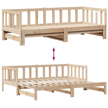 Slaapbank Met Onderschuifbed En Lades Zonder Matras 80 x 200 cm natrual