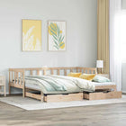 Slaapbank met onderschuifbed en lades 80x200 cm massief grenenhout