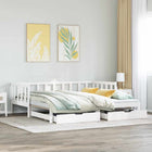 Slaapbank met onderschuifbed 90x200 cm wit grenenhout