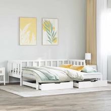 Slaapbank met onderschuifbed/lades zonder matras 90x200 cm wit