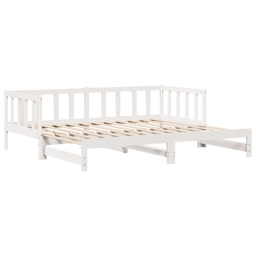 Slaapbank met onderschuifbed en lades 90x200 cm grenenhout wit