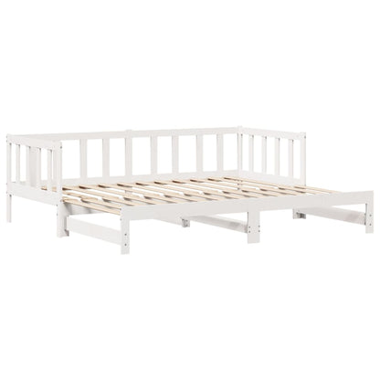 Slaapbank met onderschuifbed en lades 90x200 cm grenenhout wit