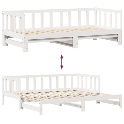 Slaapbank met onderschuifbed en lades 90x200 cm grenenhout wit