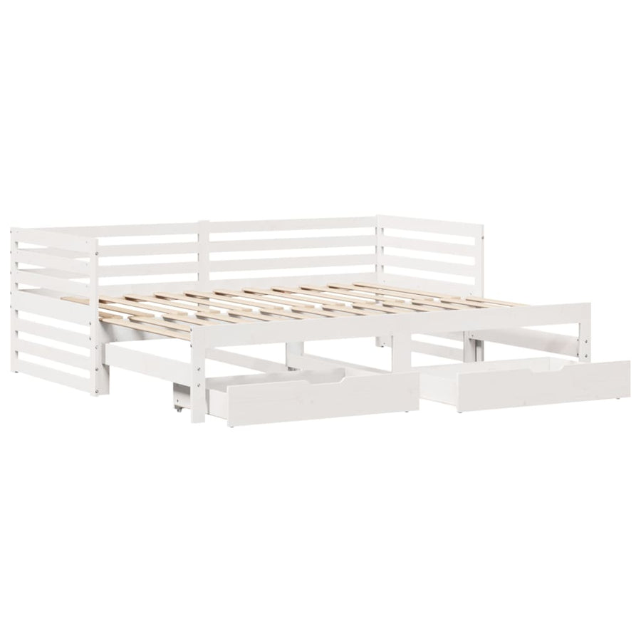 Slaapbank met lades 90x200 cm massief grenenhout wit