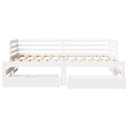Slaapbank met lades 90x200 cm massief grenenhout wit