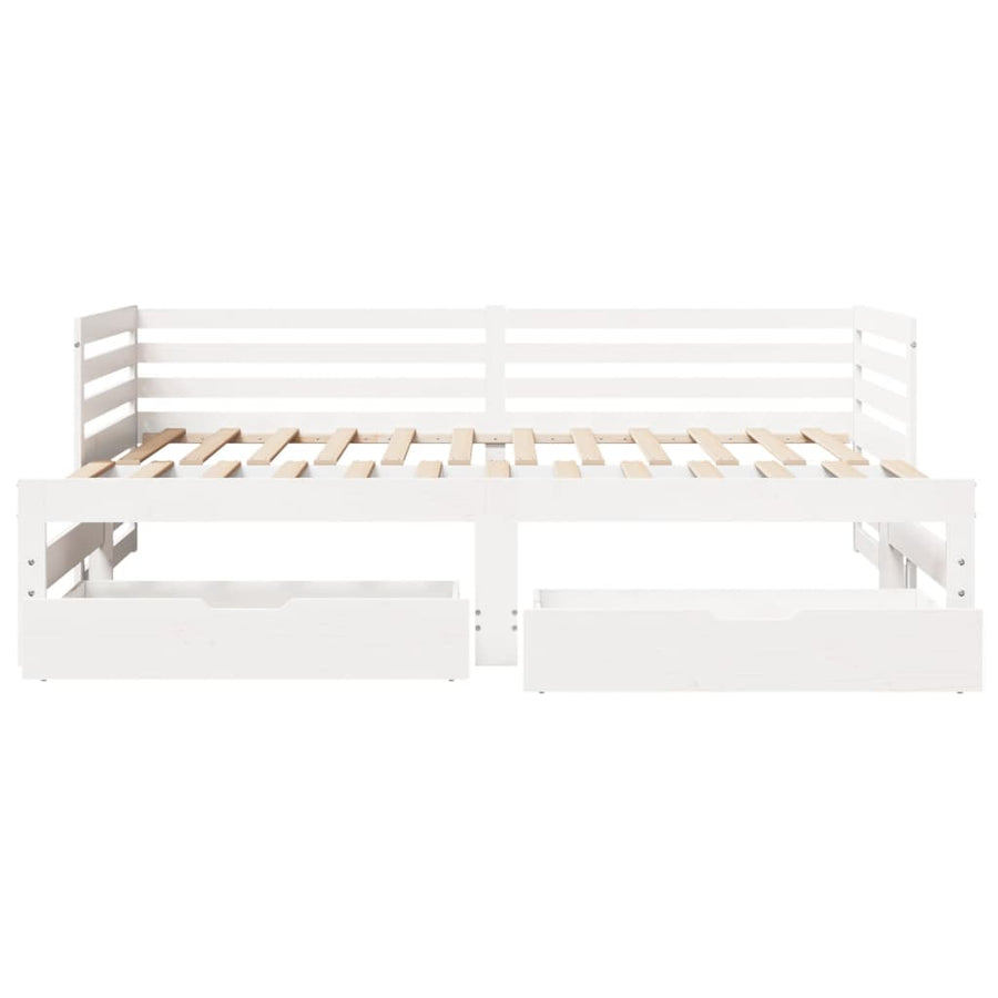 Slaapbank met lades 90x200 cm massief grenenhout wit