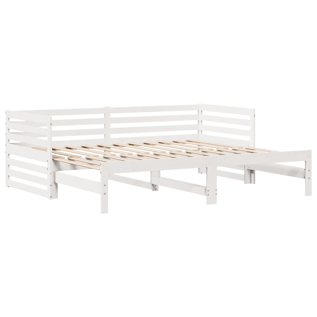 Slaapbank met lades 90x200 cm massief grenenhout wit