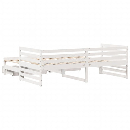 Slaapbank met lades 90x200 cm massief grenenhout wit