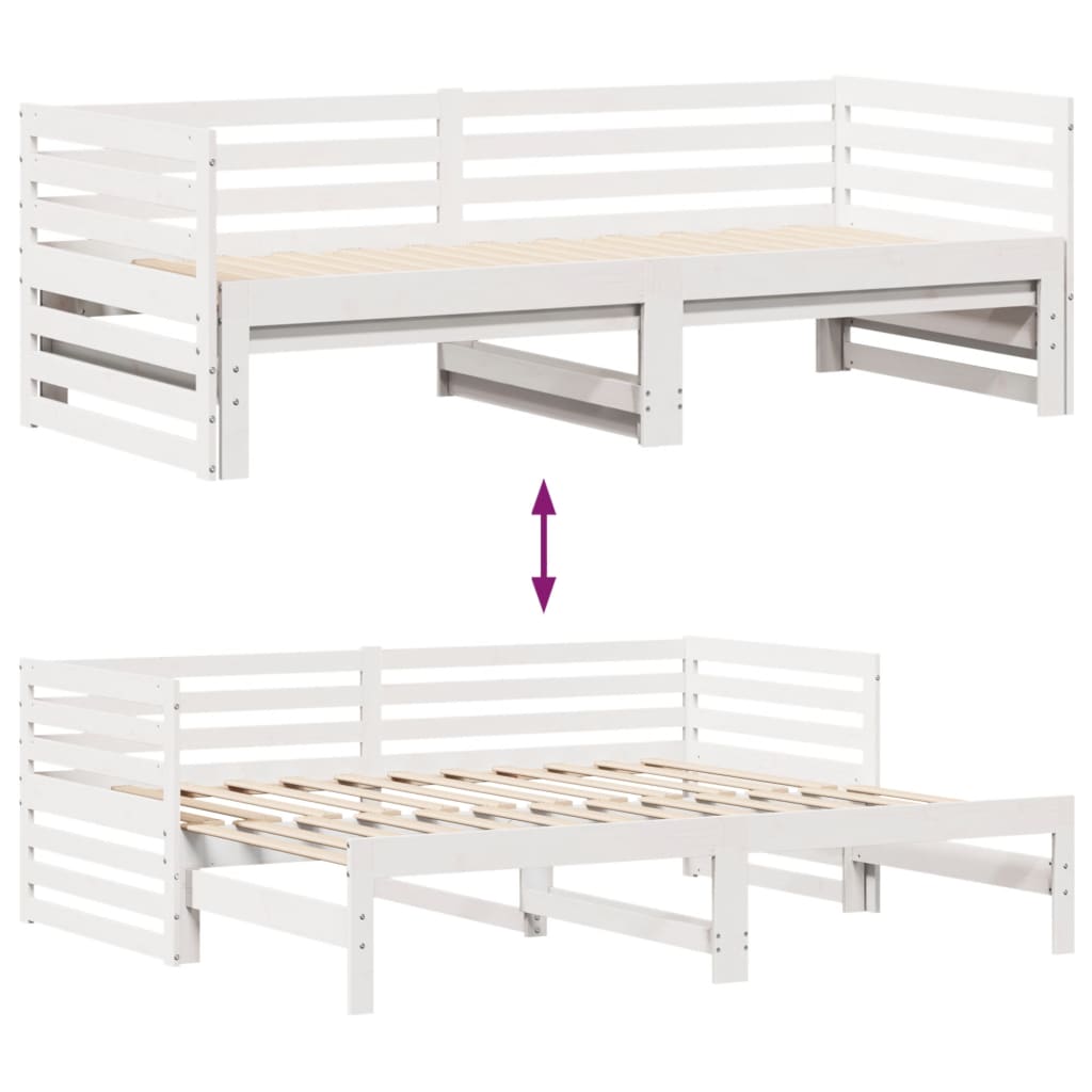 Slaapbank met lades 90x200 cm massief grenenhout wit