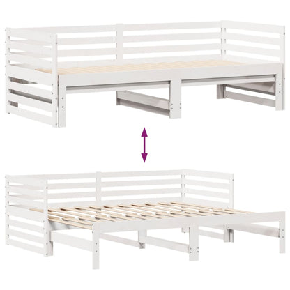 Slaapbank met lades 90x200 cm massief grenenhout wit