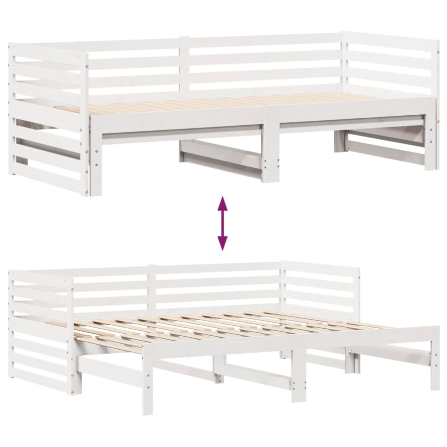 Slaapbank met lades 90x200 cm massief grenenhout wit