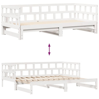 Slaapbank met onderschuifbed en lades 90x200 cm grenenhout wit