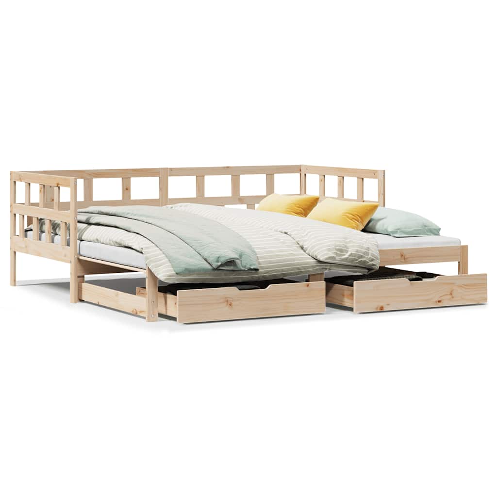 Slaapbank met onderschuifbed en lades zonder matras 80x200 cm