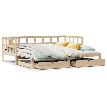 Slaapbank met onderschuifbed en lades zonder matras 80x200 cm