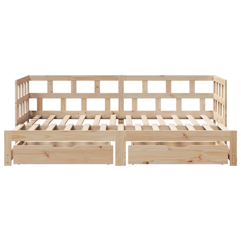 Slaapbank met onderschuifbed en lades zonder matras 80x200 cm