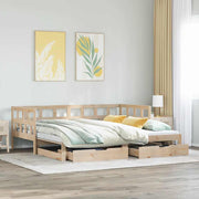 Slaapbank met onderschuifbed 80x200 cm massief grenenhout