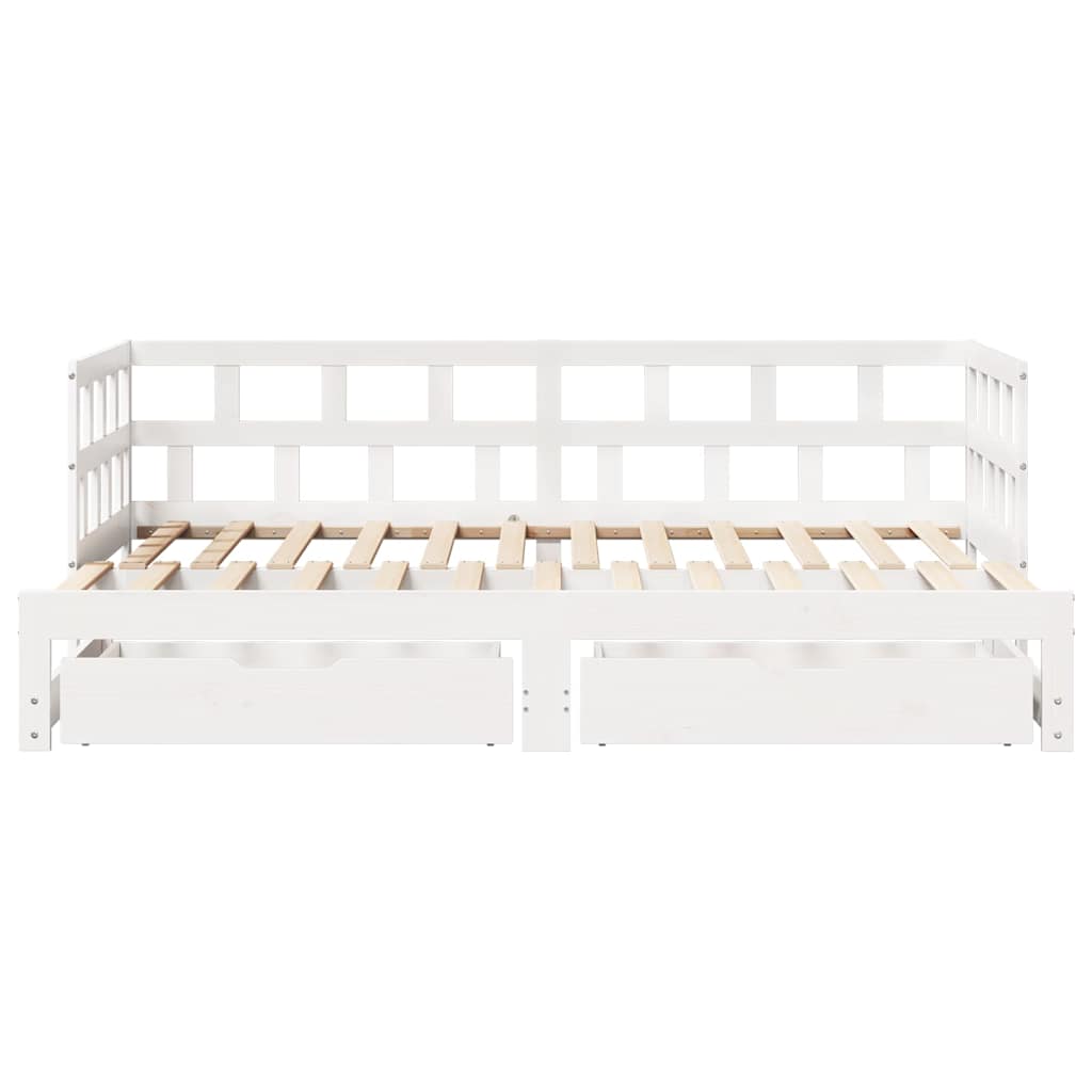Slaapbank met onderschuifbed/lades zonder matras 80x200 cm wit