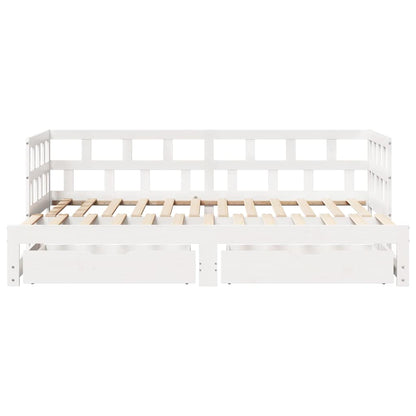 Slaapbank met onderschuifbed/lades zonder matras 80x200 cm wit