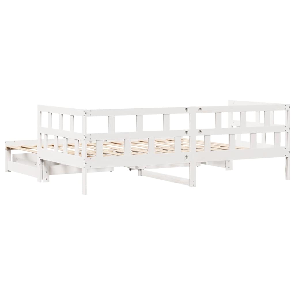 Slaapbank met onderschuifbed/lades zonder matras 80x200 cm wit