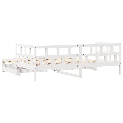 Slaapbank met onderschuifbed/lades zonder matras 80x200 cm wit