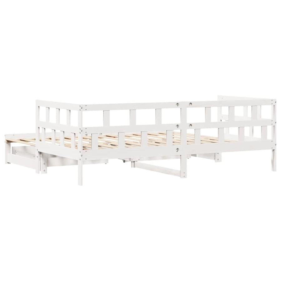 Slaapbank met onderschuifbed/lades zonder matras 80x200 cm wit