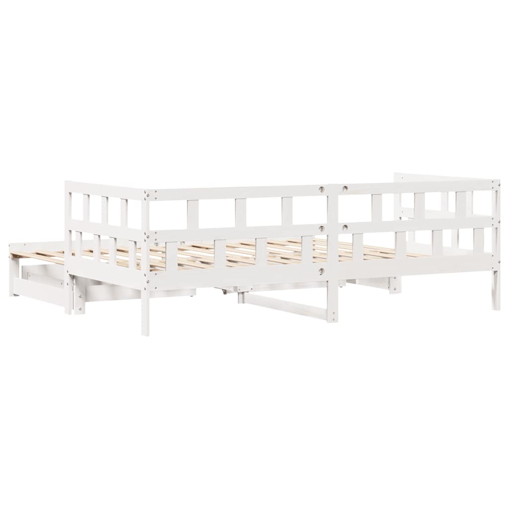 Slaapbank met onderschuifbed/lades zonder matras 90x190 cm wit