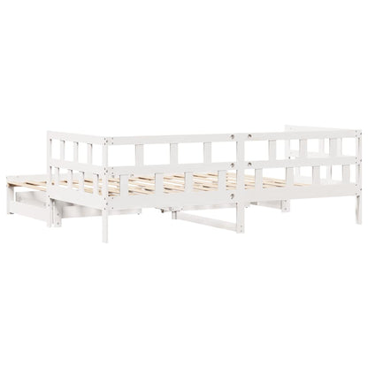 Slaapbank met onderschuifbed/lades zonder matras 90x190 cm wit