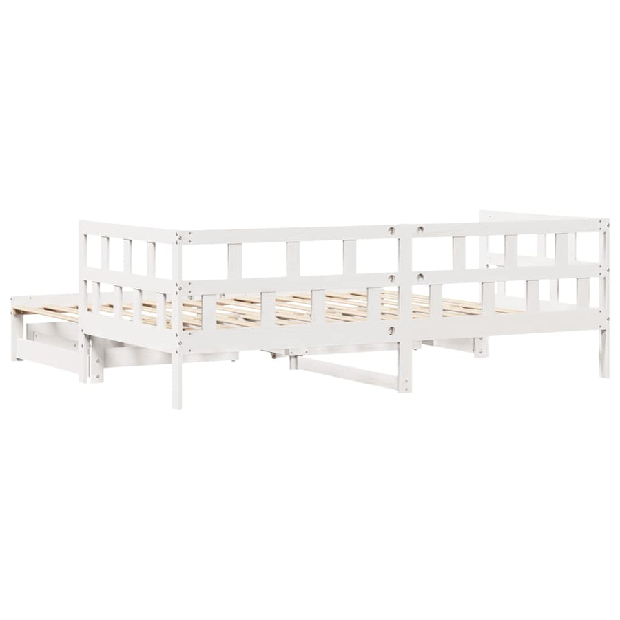 Slaapbank met onderschuifbed/lades zonder matras 90x190 cm wit