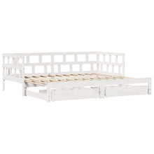 Slaapbank met onderschuifbed en lades 90x200 cm grenenhout wit