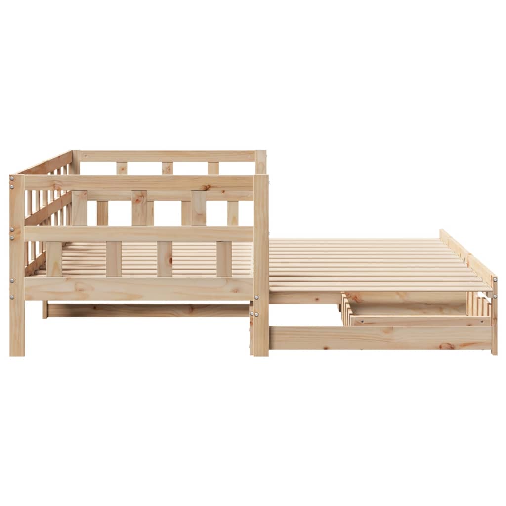 Slaapbank met onderschuifbed en lades 80x200 cm grenenhout