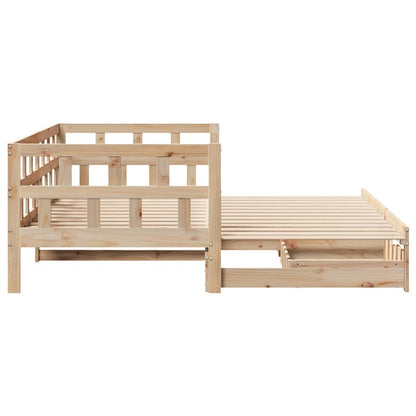 Slaapbank met onderschuifbed en lades 80x200 cm grenenhout
