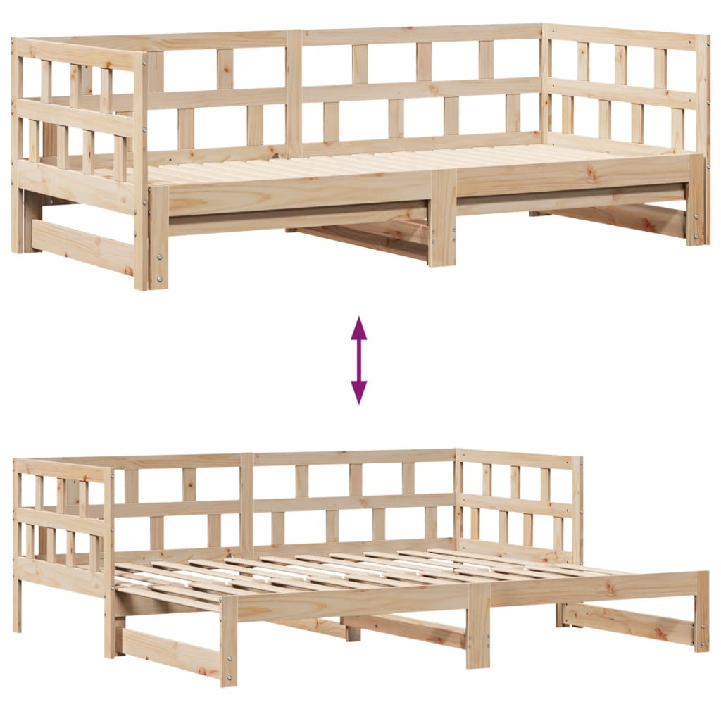 Slaapbank met onderschuifbed en lades 80x200 cm grenenhout
