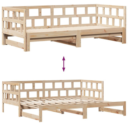 Slaapbank met onderschuifbed en lades 80x200 cm grenenhout