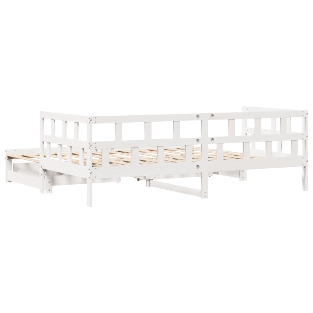 Slaapbank met onderschuifbed en lades 80x200 cm grenenhout wit