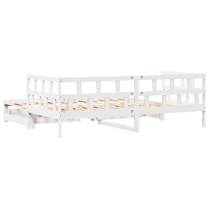 Slaapbank met onderschuifbed en lades 80x200 cm grenenhout wit