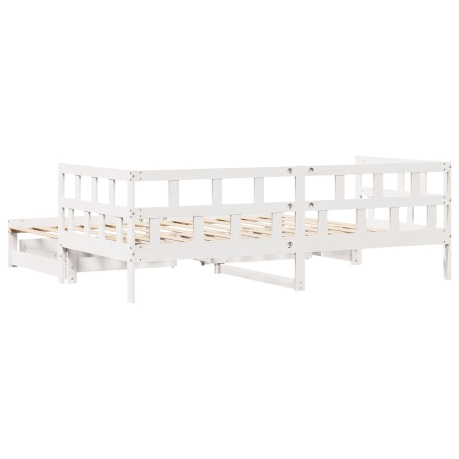 Slaapbank met onderschuifbed en lades 80x200 cm grenenhout wit