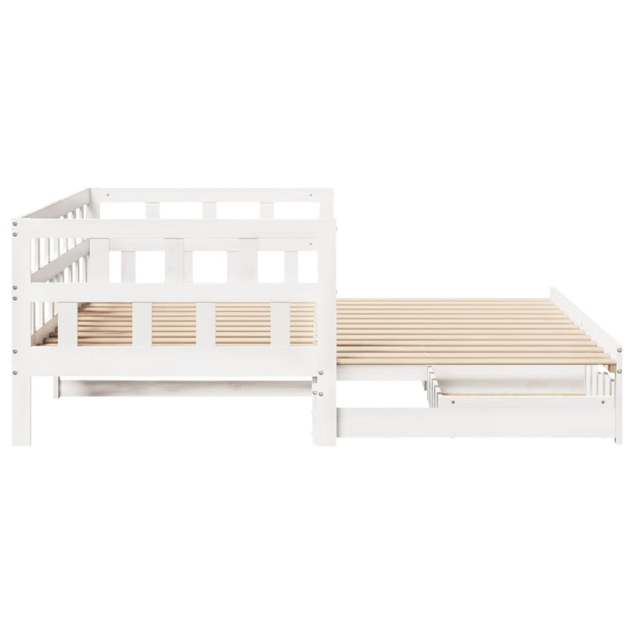 Slaapbank met onderschuifbed en lades 90x190 cm grenenhout wit