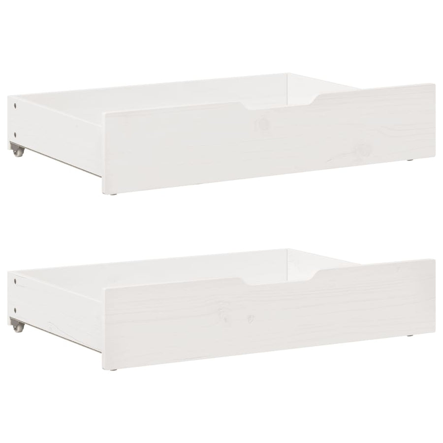 Slaapbank met onderschuifbed en lades 90x190 cm grenenhout wit