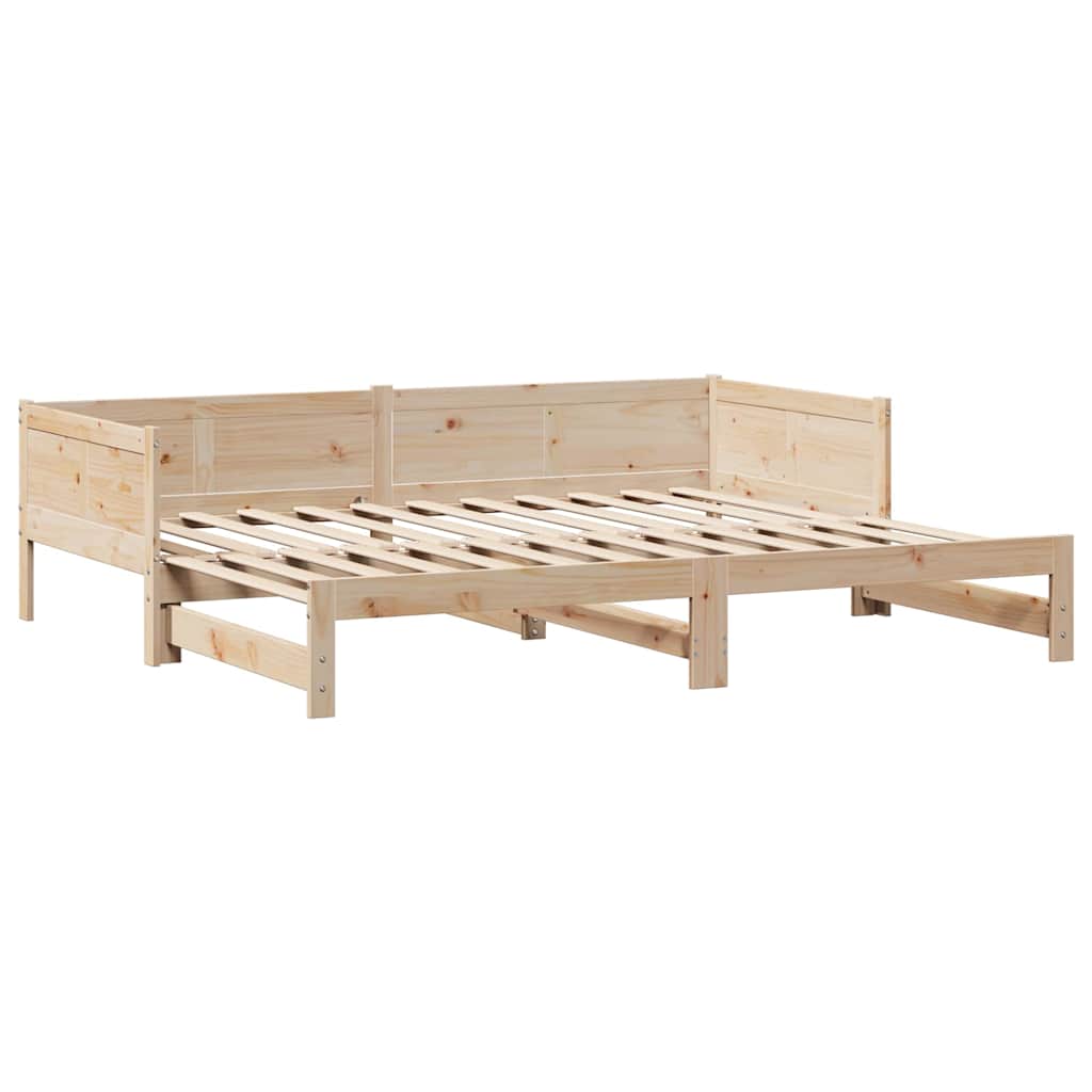 Slaapbank Met Onderschuifbed En Lades Zonder Matras 80 x 200 cm Naturel