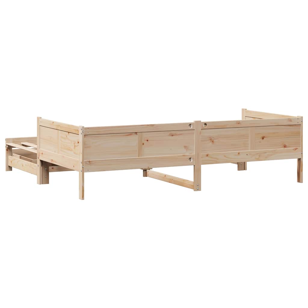 Slaapbank Met Onderschuifbed En Lades Zonder Matras 80 x 200 cm Naturel
