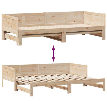 Slaapbank Met Onderschuifbed En Lades Zonder Matras 80 x 200 cm Naturel