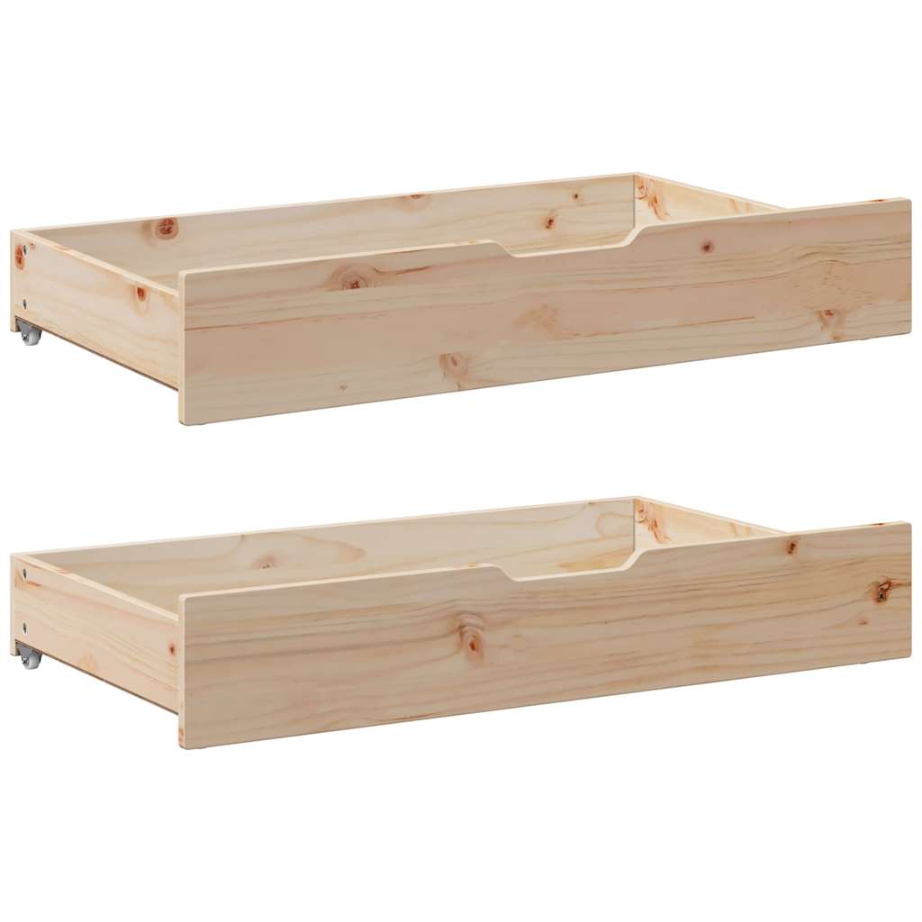 Slaapbank Met Onderschuifbed En Lades Zonder Matras 80 x 200 cm Naturel