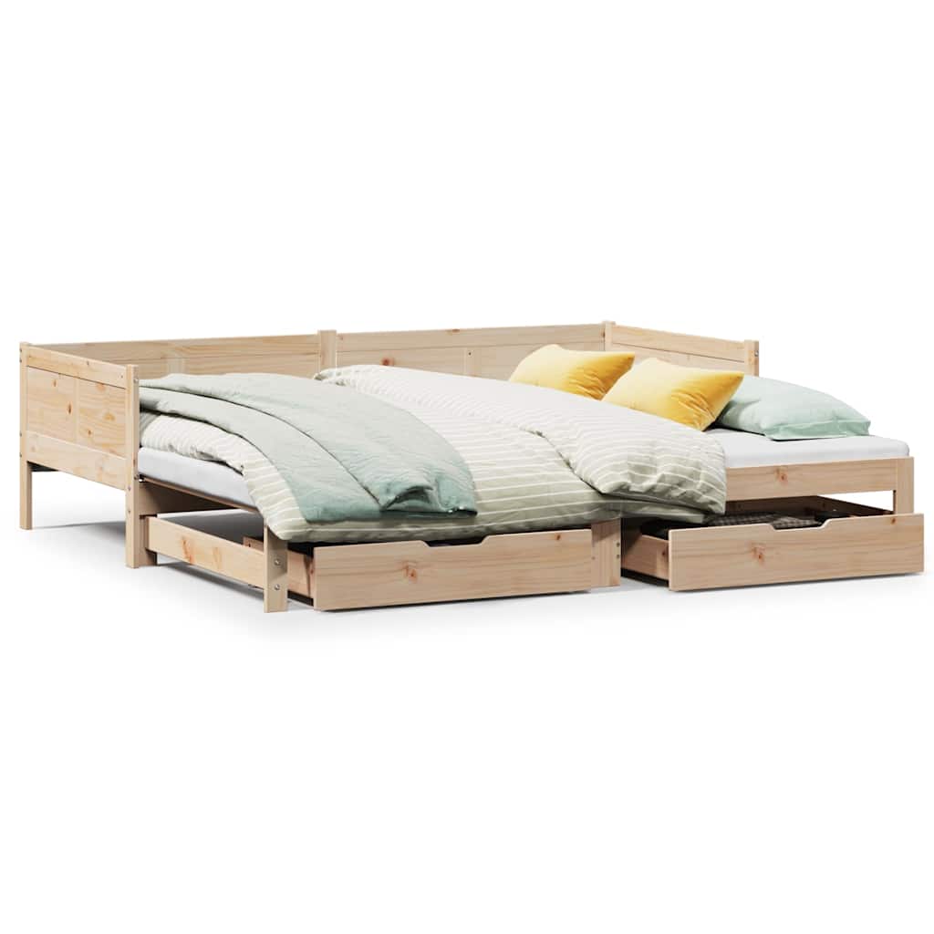 Slaapbank met onderschuifbed en lades zonder matras 90x190 cm