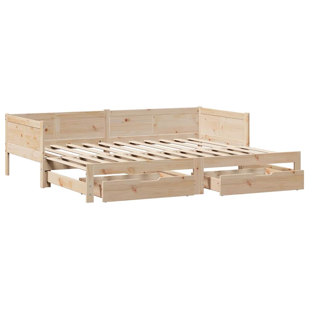 Slaapbank met onderschuifbed en lades zonder matras 90x190 cm