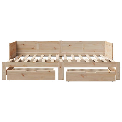 Slaapbank met onderschuifbed en lades zonder matras 90x190 cm