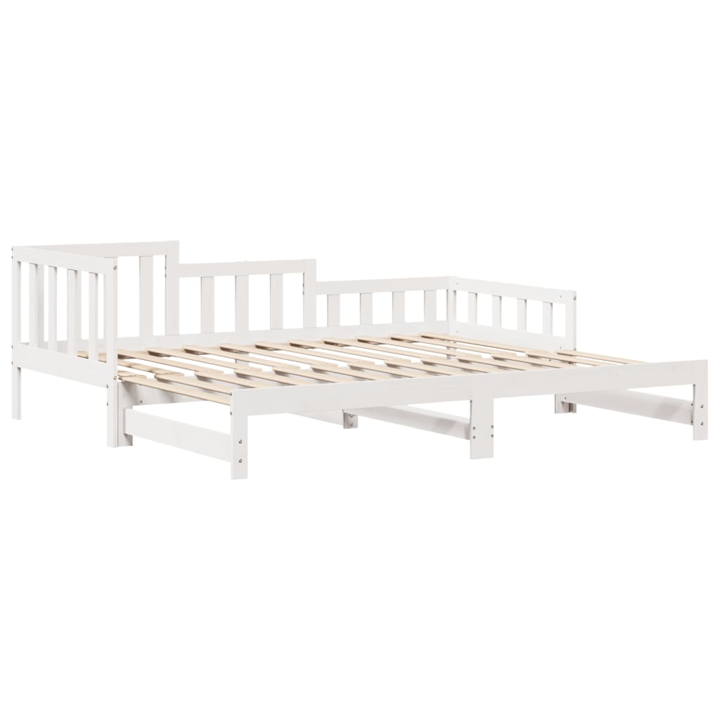 Slaapbank met onderschuifbed en lades 90x190 cm grenenhout wit