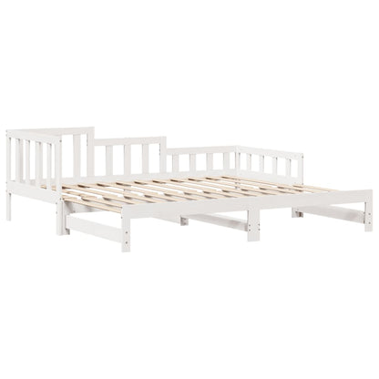 Slaapbank met onderschuifbed en lades 90x190 cm grenenhout wit