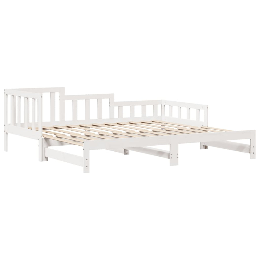 Slaapbank met onderschuifbed en lades 90x190 cm grenenhout wit
