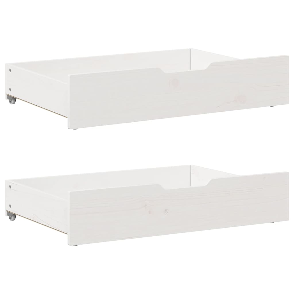 Slaapbank met onderschuifbed en lades 90x190 cm grenenhout wit